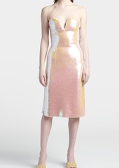 Bottega Veneta Iridescent Pailette Strapless Dress