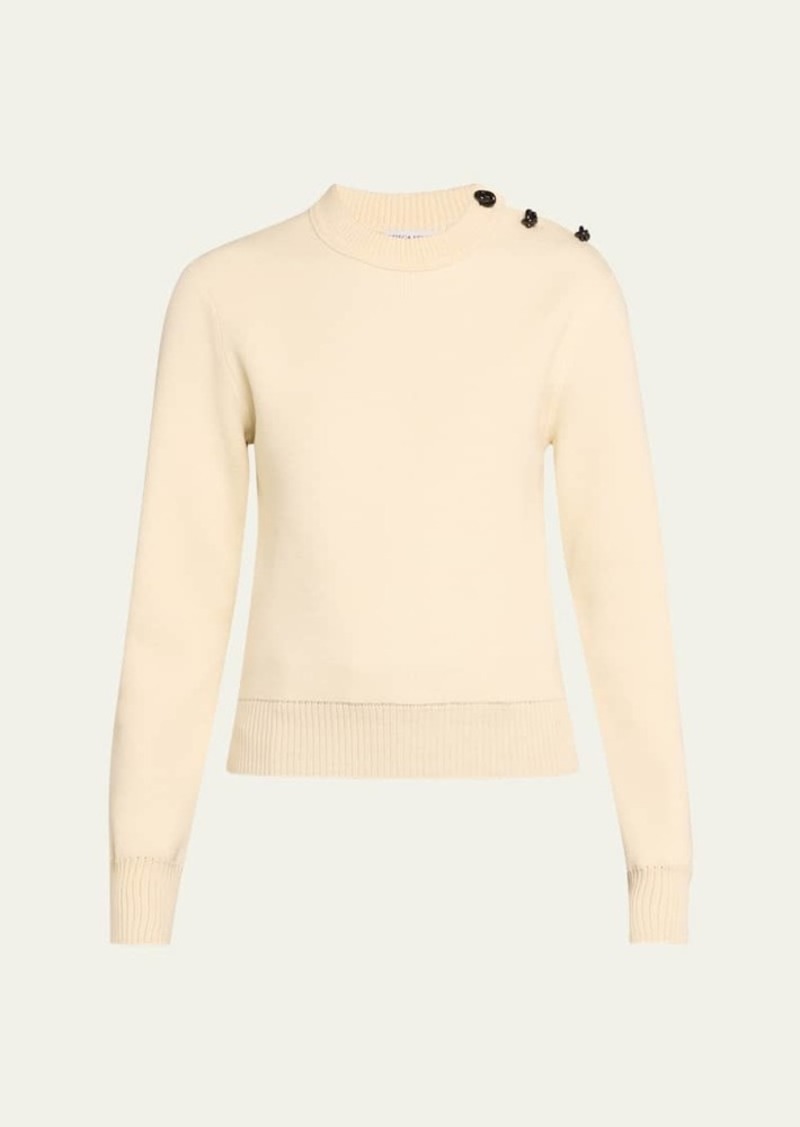 Bottega Veneta Knot Buttons Crewneck Wool Sweater