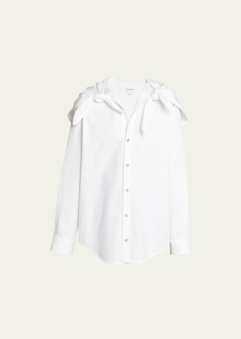 Bottega Veneta Knotted Compact Cotton Canvas Button Down Shirt