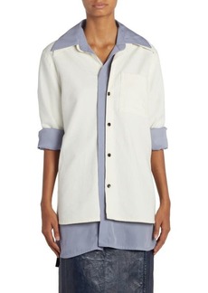 Bottega Veneta Layered Cotton Blend Button-Up Shirt
