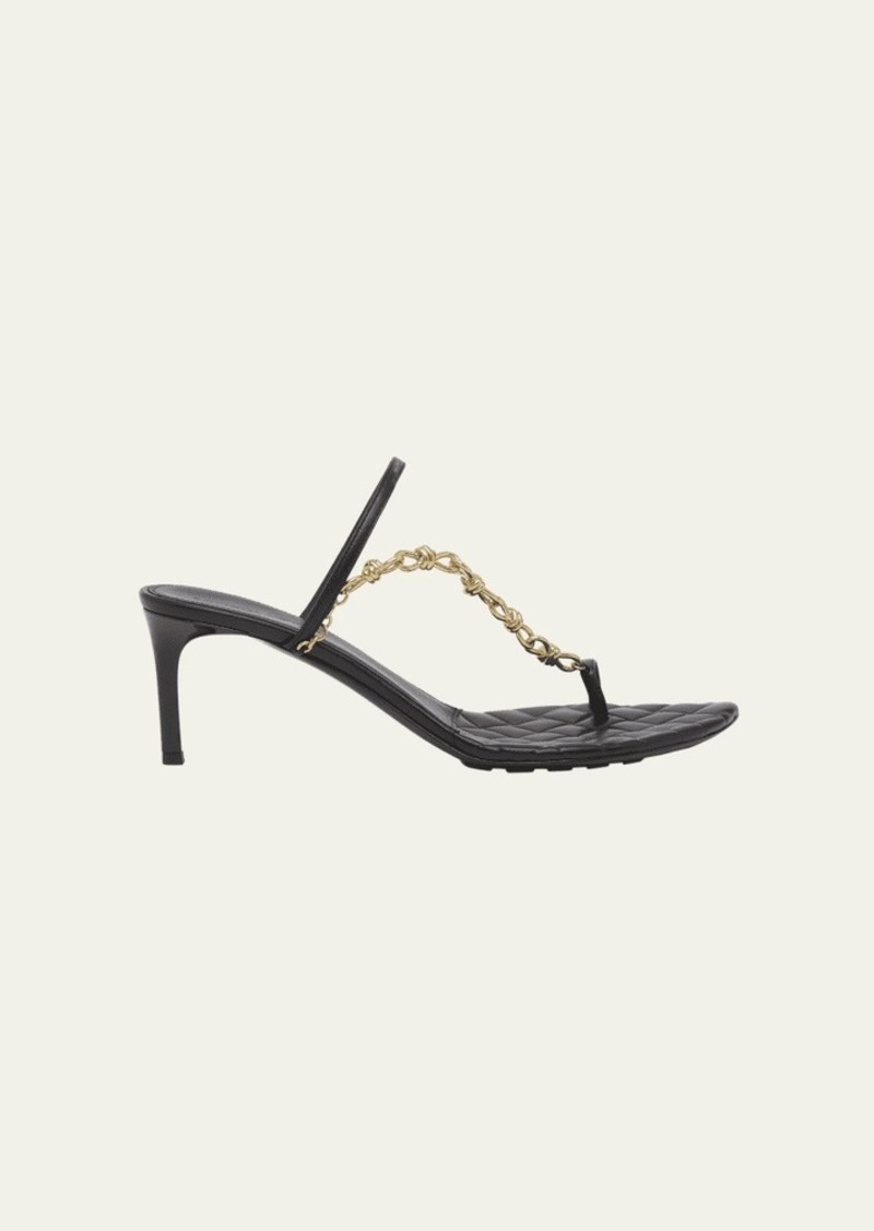 Bottega Veneta Leather Chain Toe-Ring Slide Sandals