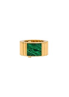 Bottega Veneta Malachite Pas Gold Silver Ring