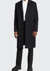 Bottega Veneta Men's Black Compact Wool Classic Overcoat