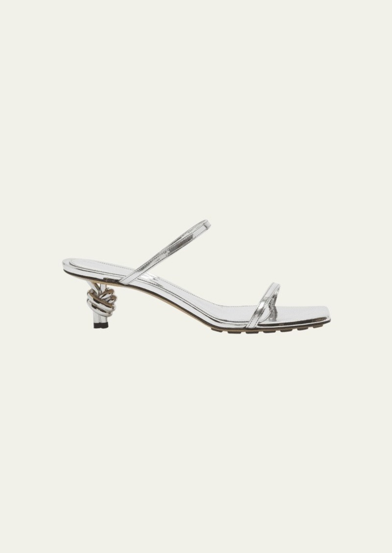 Bottega Veneta Metallic Two-Band Knot Slide Sandals