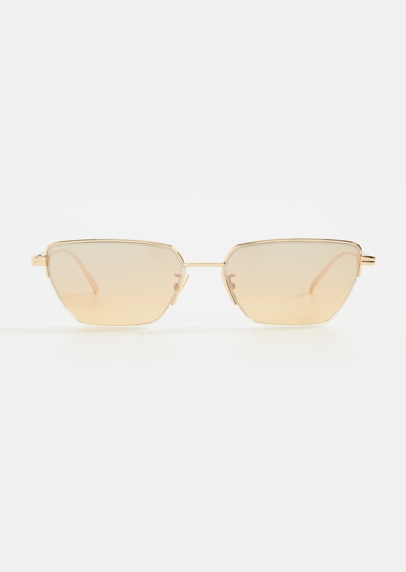 Bottega Veneta Narrow Metal Cat Eye Sunglasses