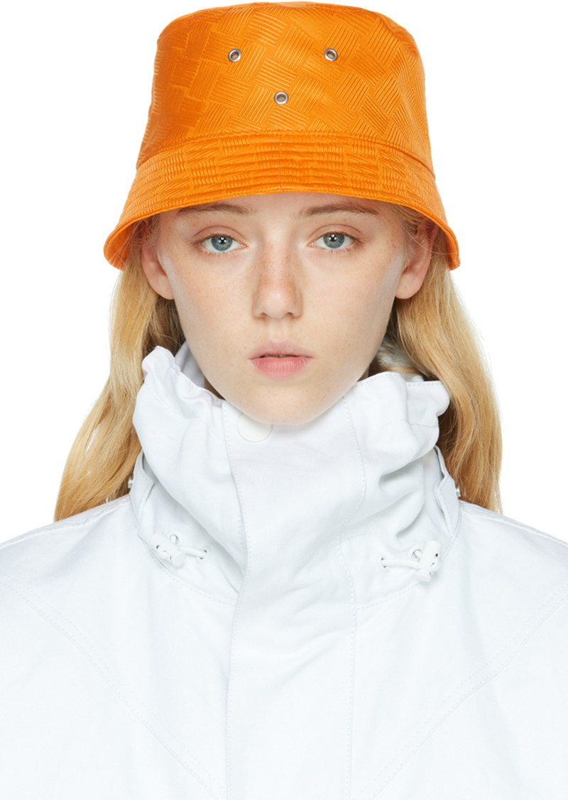 Bottega Veneta Orange Intreccio Jacquard Bucket Hat