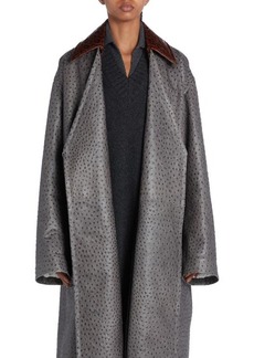 Bottega Veneta Ostrich Embossed Leather Belted Coat