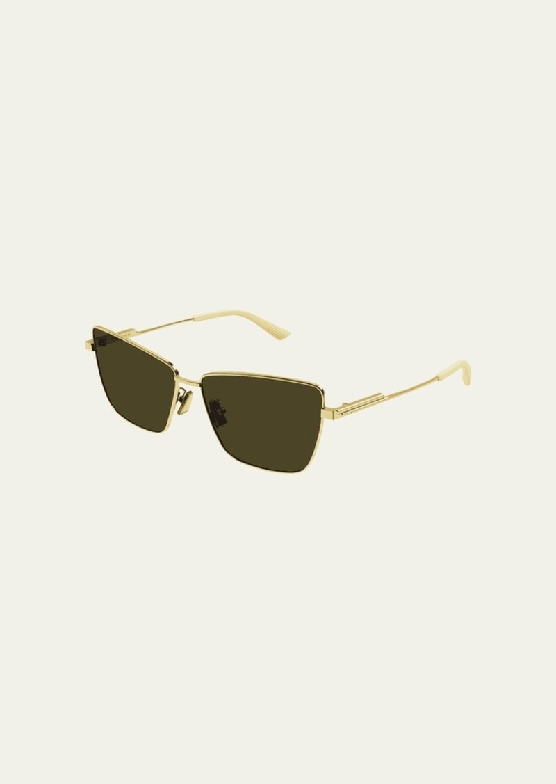 Bottega Veneta Rectangle Golden Metal Sunglasses