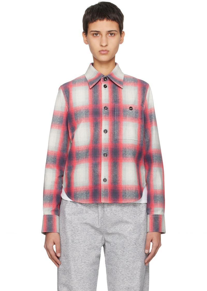 Bottega Veneta Red & Gray Check Leather Shirt