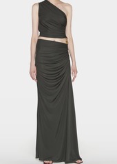 Bottega Veneta Ruched One-Shoulder Gown with Knot Detail