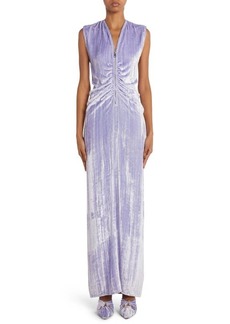 Bottega Veneta Ruched Zip Front Sleeveless Velvet Dress