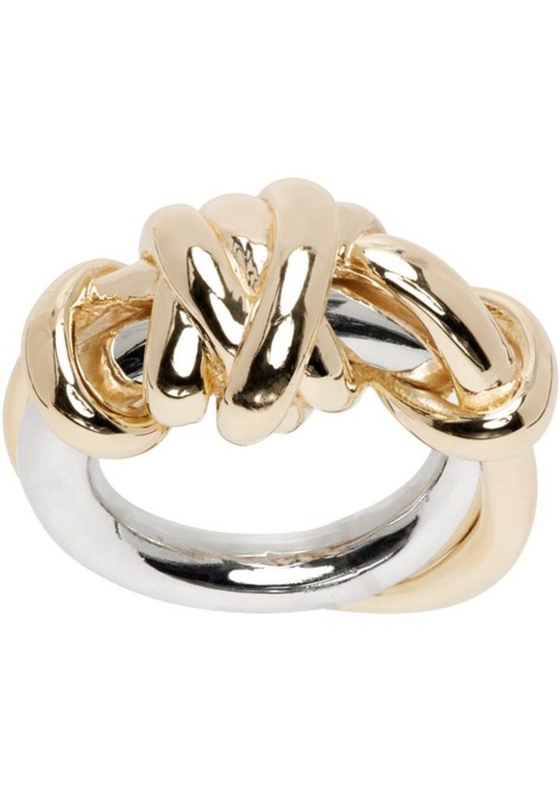 Bottega Veneta Silver & Gold Knot Ring