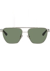 Bottega Veneta Silver & Green Aviator Sunglasses