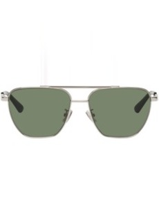 Bottega Veneta Silver & Green Aviator Sunglasses