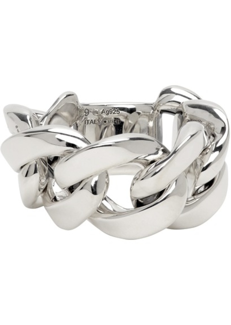 Bottega Veneta Silver Curb Chain Ring