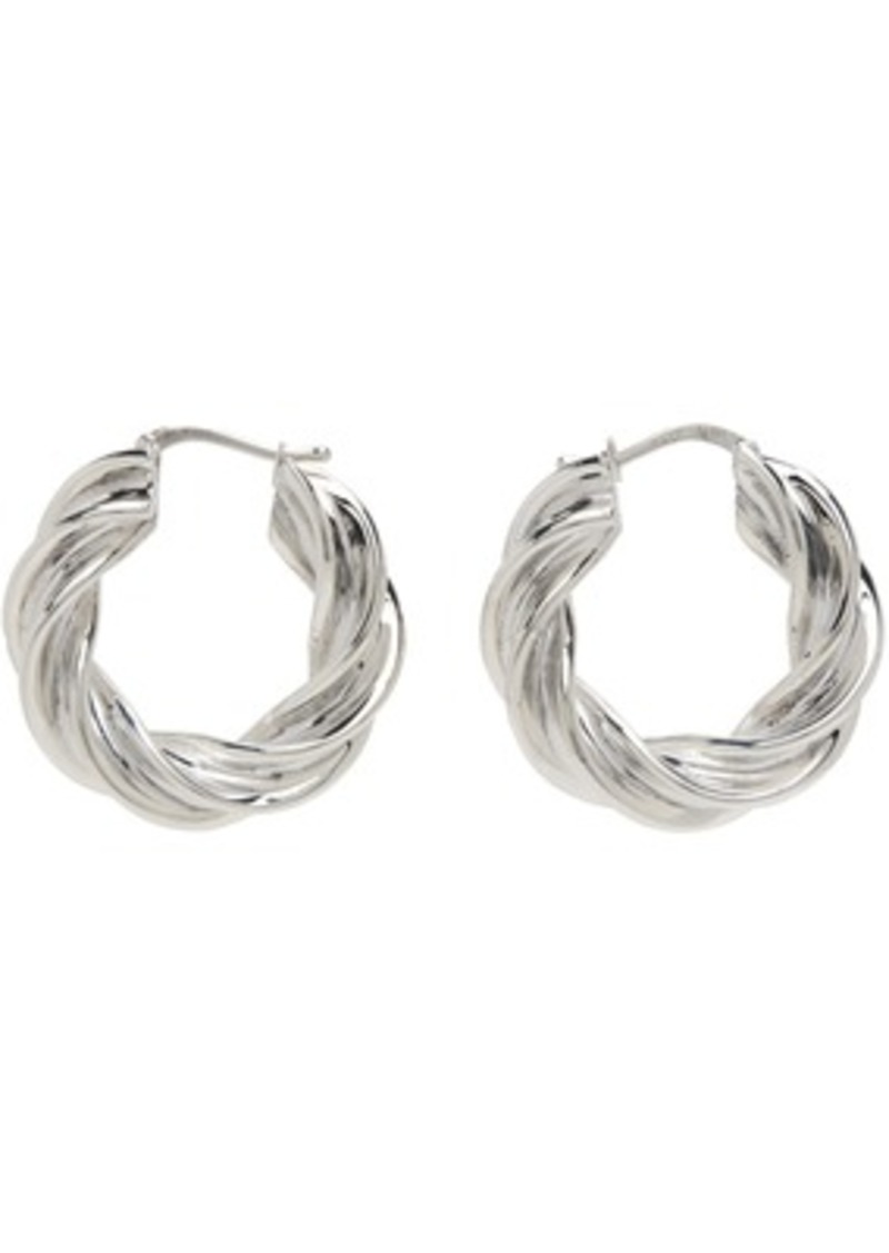 Bottega Veneta Silver Pillar Twisted Hoop Earrings