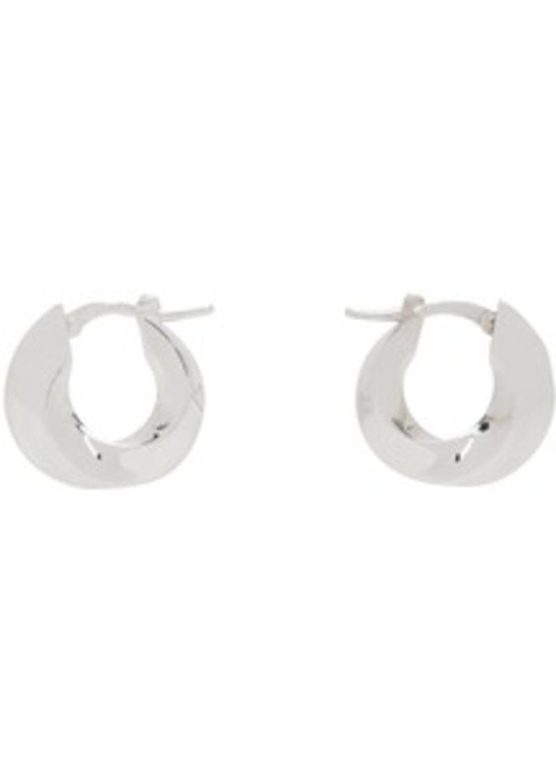 Bottega Veneta Silver Small Twisted Hoop Earrings