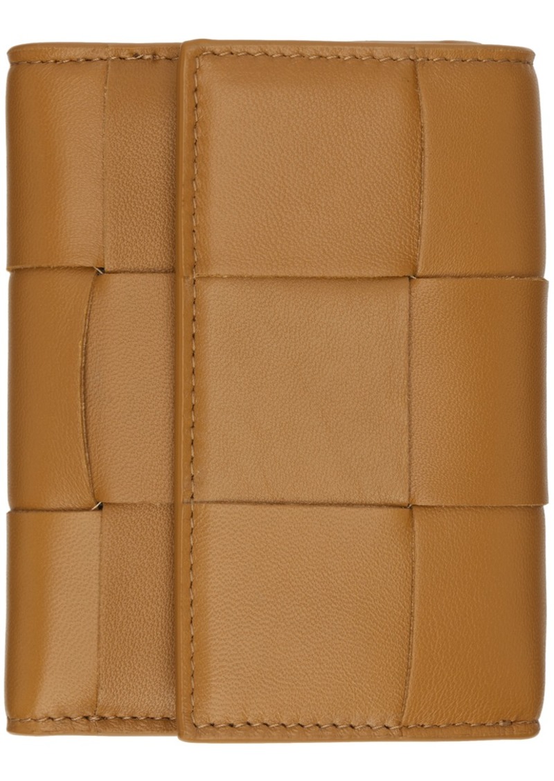 Bottega Veneta Tan Trifold Zip Wallet