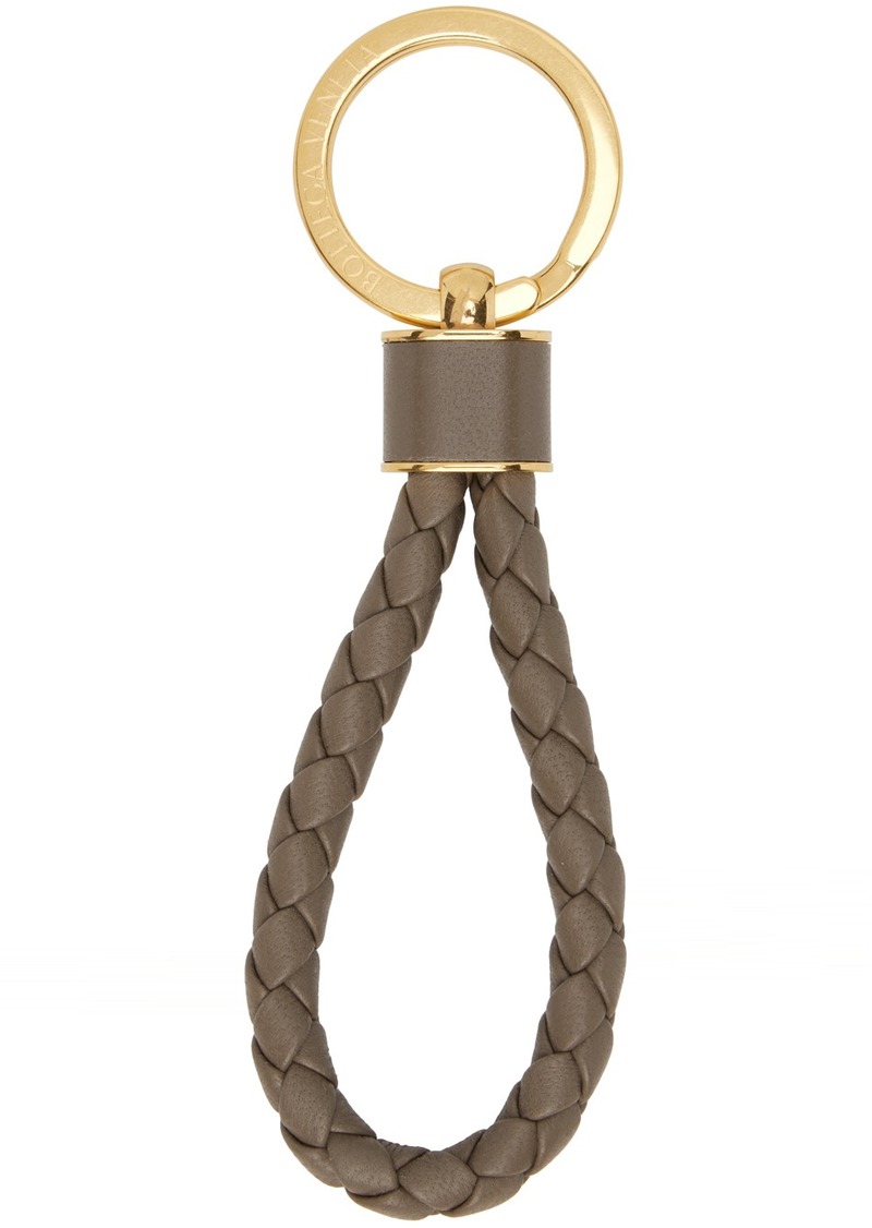 Bottega Veneta Taupe Intreccio Key Ring