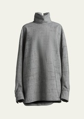 Bottega Veneta Turtleneck 3D Crisscross Plaid Jacquard Oversized Shirt