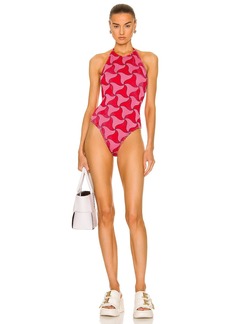 Bottega Veneta Wavy Triangle Crinkle Swimsuit