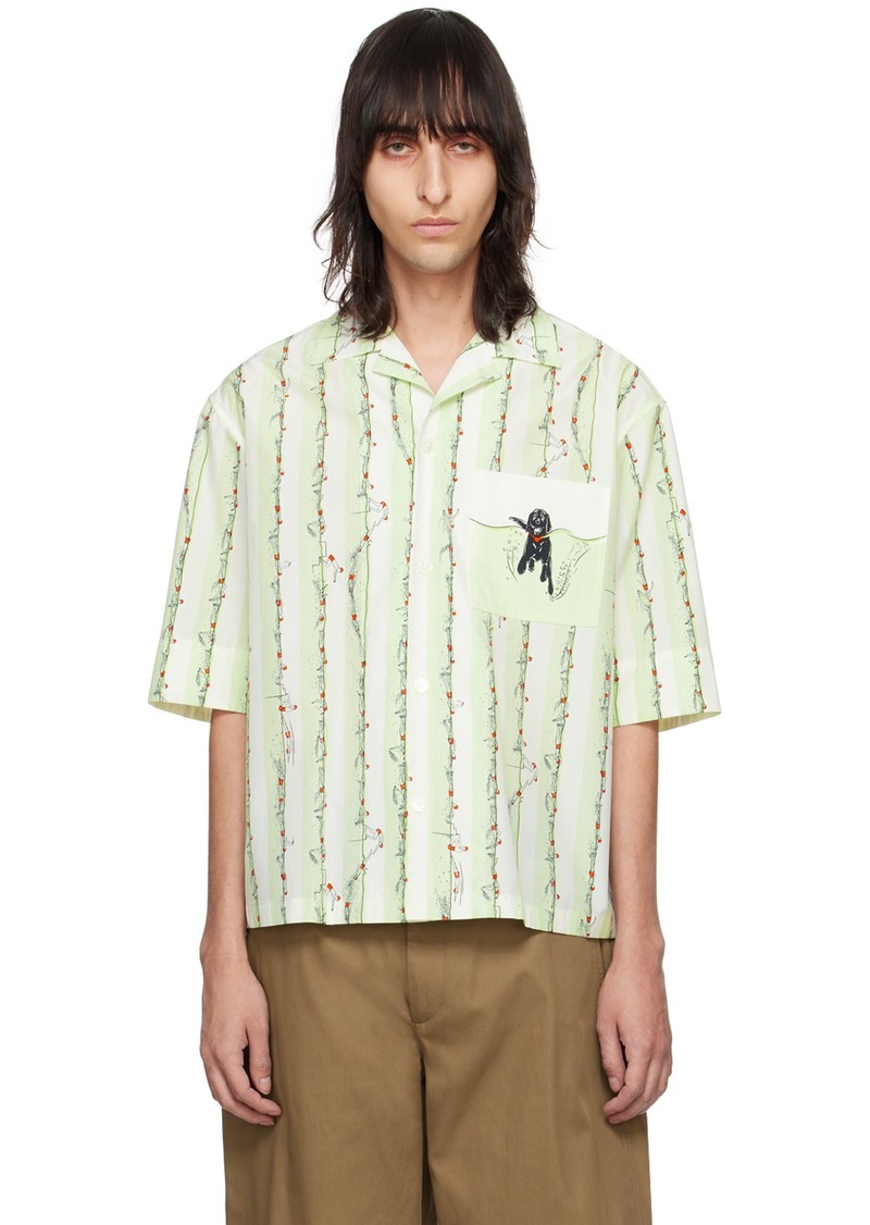 Bottega Veneta White & Green Printed Shirt