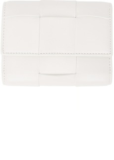 Bottega Veneta White Intrecciato Trifold Wallet