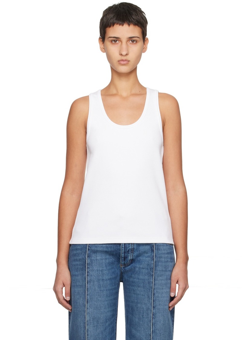 Bottega Veneta White Ribbed Tank Top