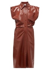 Bottega Veneta Wide-shoulder leather shirt dress