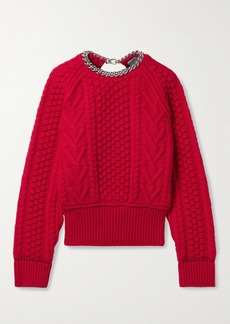 Bottega Veneta Chain-embellished Open-back Cable-knit Wool Sweater