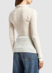 Bottega Veneta Cotton Sweater W/ Rib Stitch Flowers