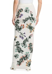 Bottega Veneta Embroidered Floral Rib-Knit Maxi Skirt