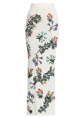 Bottega Veneta Embroidered Floral Rib-Knit Maxi Skirt