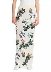 Bottega Veneta Embroidered Floral Rib-Knit Maxi Skirt