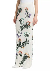 Bottega Veneta Embroidered Floral Rib-Knit Maxi Skirt