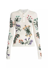 Bottega Veneta Floral Wool-Blend Henley Top