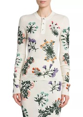 Bottega Veneta Floral Wool-Blend Henley Top