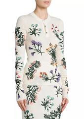 Bottega Veneta Floral Wool-Blend Henley Top