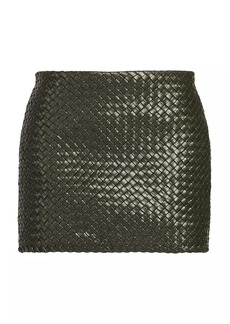 Bottega Veneta Intreccio Leather Miniskirt