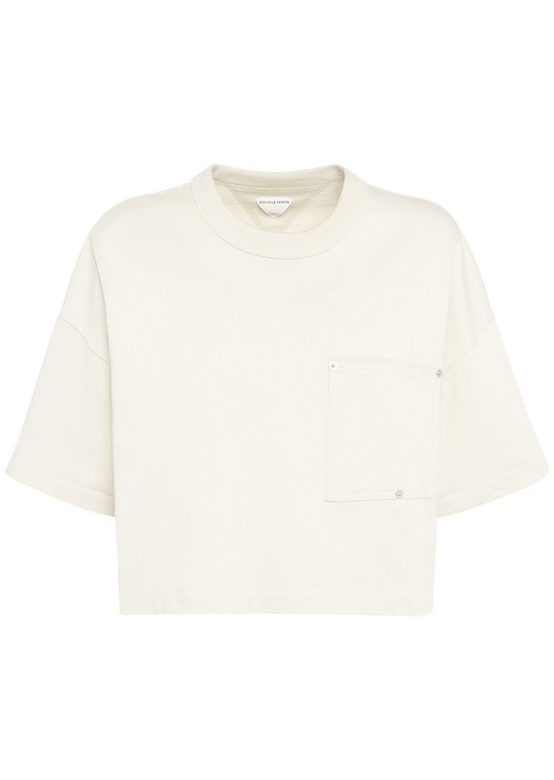 Bottega Veneta Jersey Cropped T-shirt W/ V Pocket