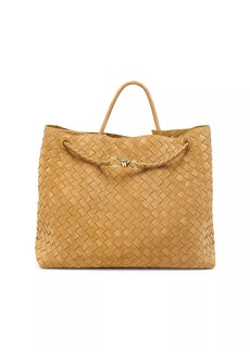 Bottega Veneta Large Andiamo Intrecciato Suede Top-Handle Bag