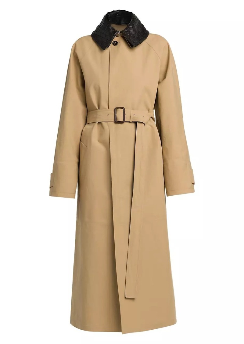 Bottega Veneta Leather-Embellished Cotton-Blend Trench Coat