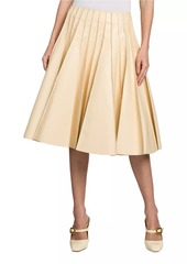 Bottega Veneta Leather Plissé Midi-Skirt