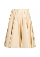 Bottega Veneta Leather Plissé Midi-Skirt