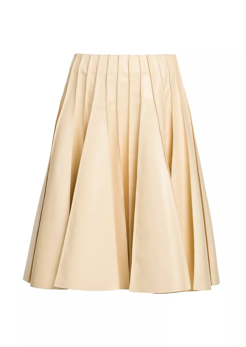 Bottega Veneta Leather Plissé Midi-Skirt