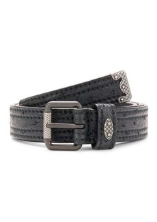 Bottega Veneta Ostrich-Embossed Leather Tip Belt