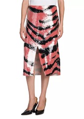 Bottega Veneta Sequin-Embroidered Tiger-Print Skirt