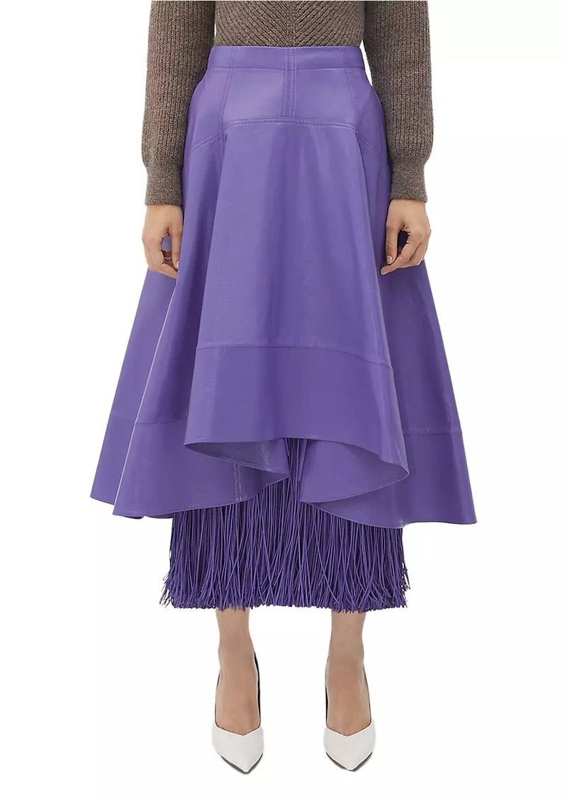 Bottega Veneta Shiny Fringe Leather Maxi Skirt