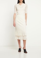 Bottega Veneta Underpinning Light Rib Cotton Midi Skirt