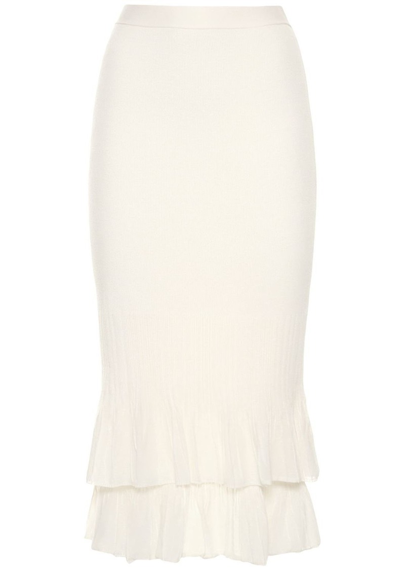 Bottega Veneta Underpinning Light Rib Cotton Midi Skirt